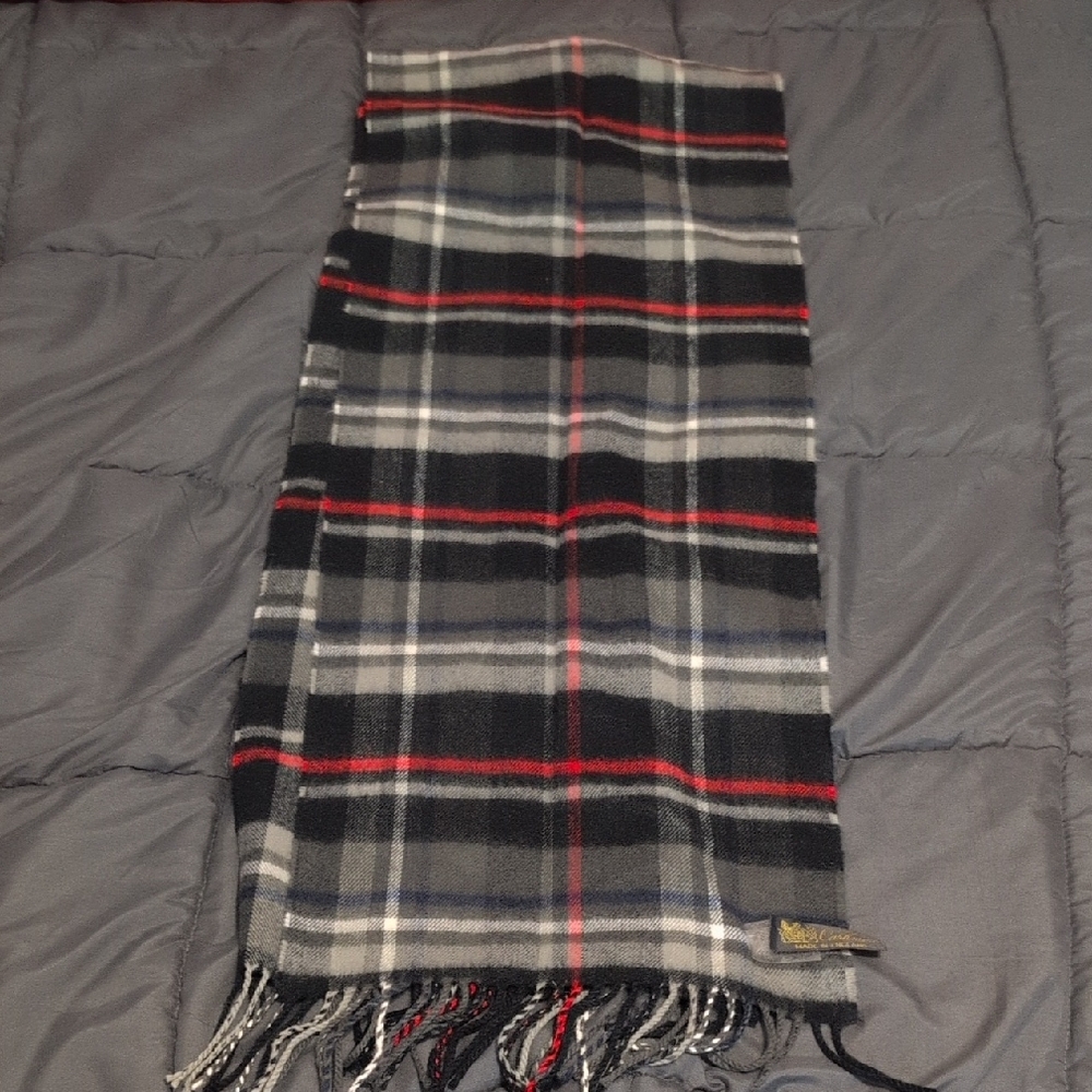 Novs Check Made In‎ England Plaid Wool Scarf with Fringe